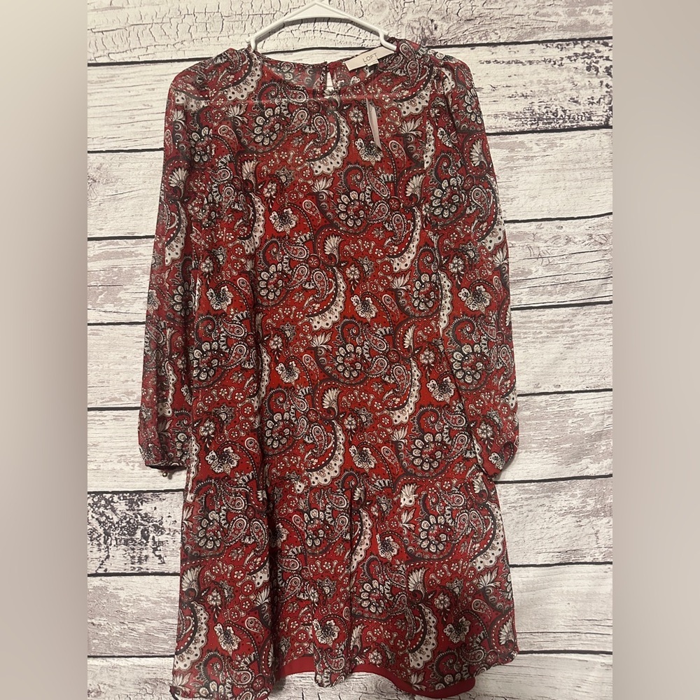 LOFT Paisley Print Long Sleeve Dress NWT XS